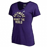 Women Ravens Purple 2018 NFL Playoffs Against The World T-Shirt,baseball caps,new era cap wholesale,wholesale hats